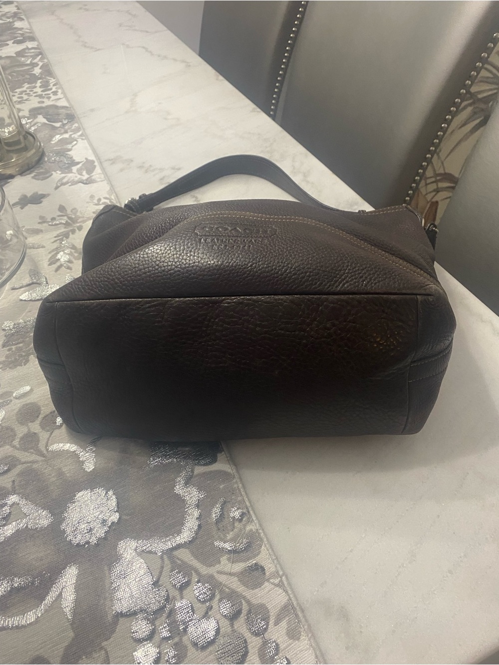 Coach Dark Brown Pebbled Leather Hobo Bag Vintage - Picture 5 of 10